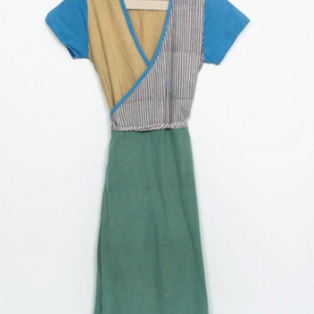 PO-EM Ode Multicolored Panel Wrap Dress